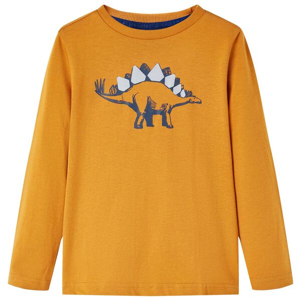 Kids' T-shirt with Long Sleeves Dark Ochre 140