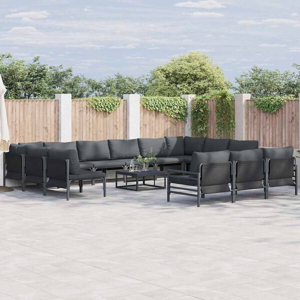 vidaXL Garden Sofa Set 14 pcs Anthracite Steel
