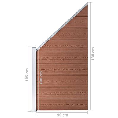 vidaXL WPC Fence Set 8 Square + 1 Slanted 1484x186 cm Brown
