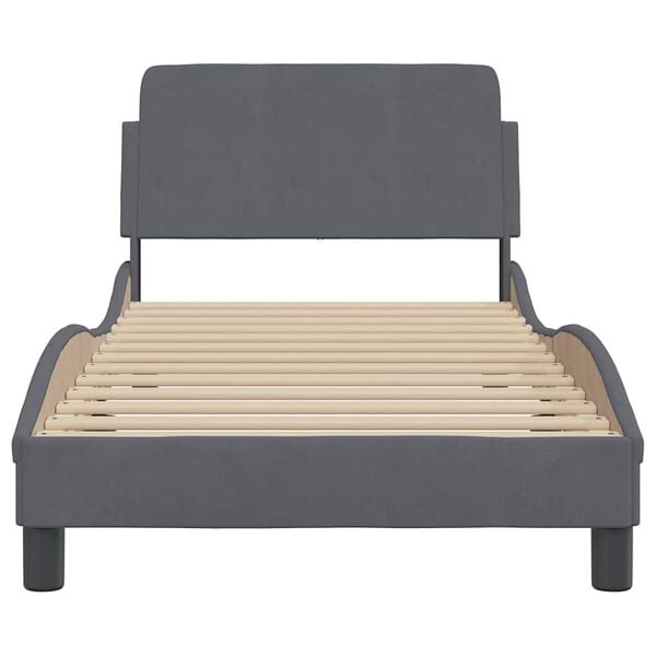 vidaXL Bed Frame "Dover" Dark Grey 90x190 cm Single Velvet
