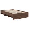 vidaXL Bed Frame with Headboard Brown Oak 120 x 123 cm Engineered Wood