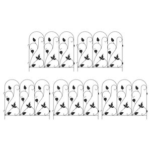 vidaXL Garden Fence 5 pcs Steel Black