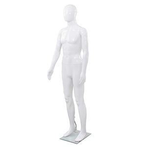 vidaXL Full Body Male Mannequin with Glass Base Glossy White 185 cm