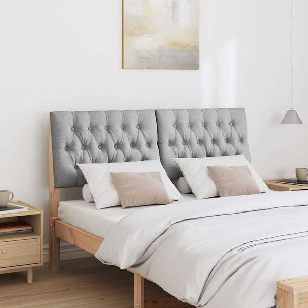 vidaXL Upholstered Headboard Light Grey 140 cm Solid Pine Wood