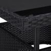 vidaXL Outdoor Dining Table Black Poly Rattan and Glass