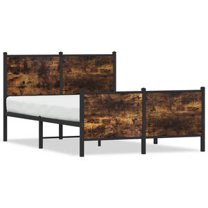 vidaXL Metal Bed Frame without Mattress Smoked Oak 120x190 cm Small Double