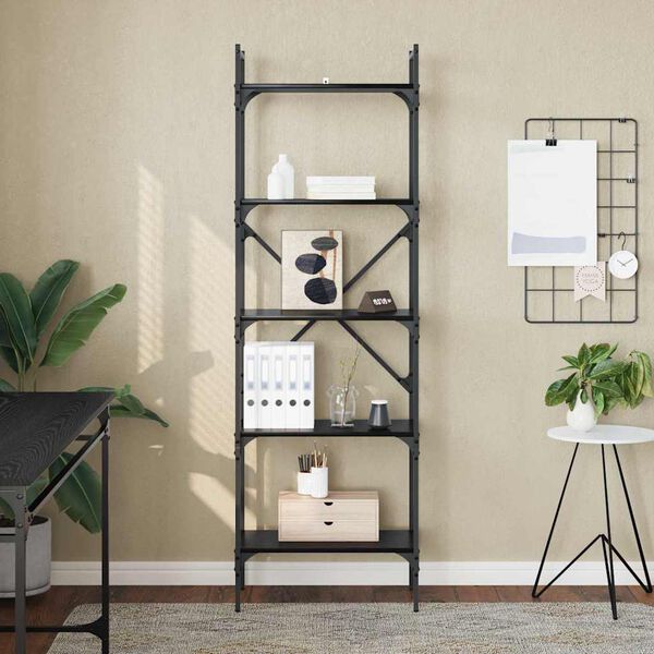 vidaXL Bookcase Black Oak 56 x 32 x 174 cm Engineered Wood