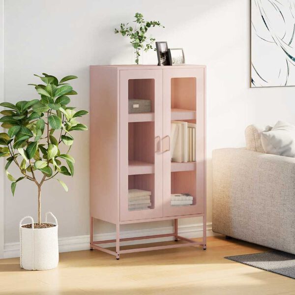 vidaXL Highboard Pink 68x39x123 cm Steel