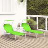 vidaXL Folding Sun Lounger with Canopy Steel Apple Green