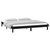 vidaXL LED Bed Frame without Mattress Black 140x190 cm Solid Wood