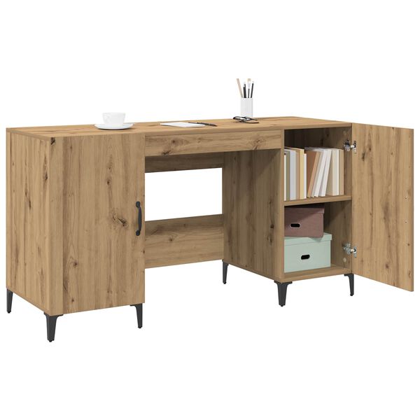 vidaXL Desk with Storage Artisian Oak 140 x 50 x 75 cm Engineered Wood