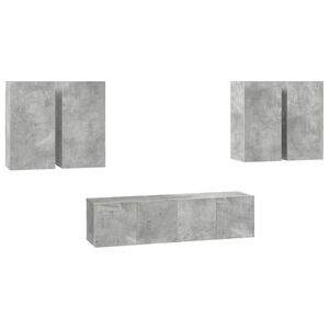 vidaXL 6 Piece TV Cabinet Set Concrete Grey Engineered Wood
