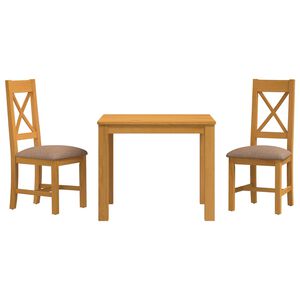 vidaXL Dining Set 3 pcs Grey Solid Oak Wood