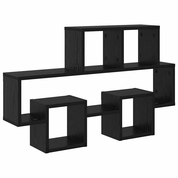 vidaXL Wall Shelf with Shelf Black oak 82 x 15 x 51 cm Engineered wood