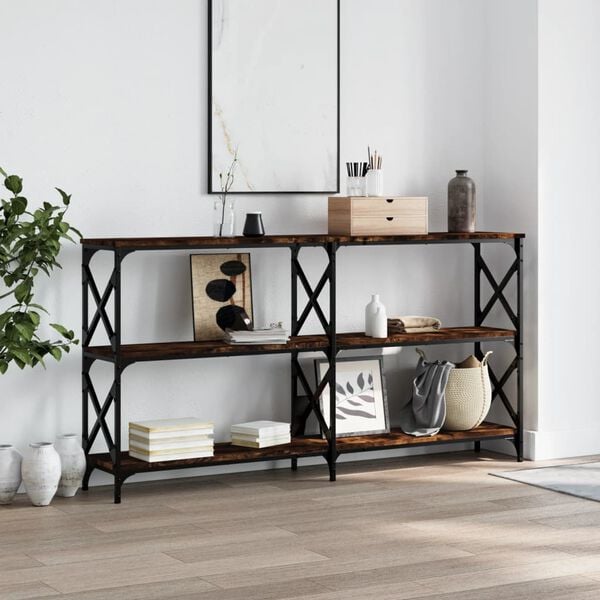 vidaXL Console Table Smoked Oak 156x28x80.5 cm Engineered Wood