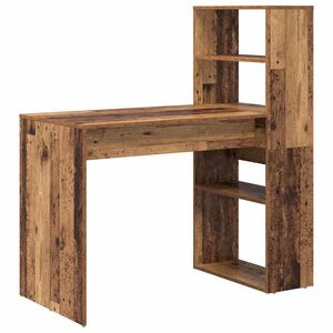 vidaXL Desk with Shelf Old Wood 113 x 54 x 120 cm Engineered Wood