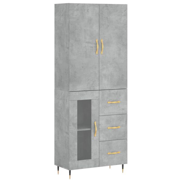 vidaXL Highboard Concrete Grey 69.5x34x180 cm Engineered Wood