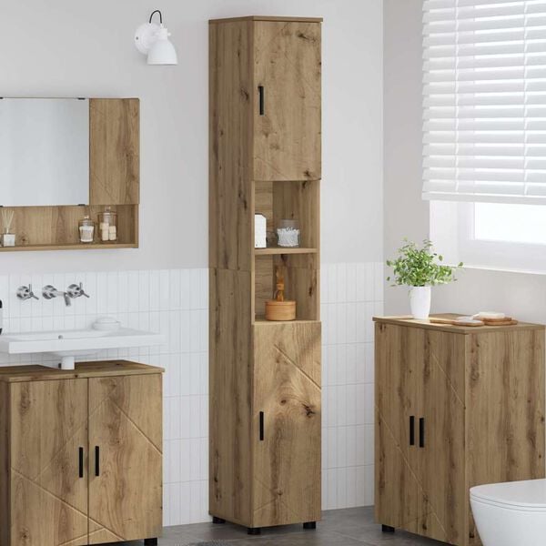 vidaXL Bathroom Cabinet with Storage Artisan Oak 30 x 35 x 192 cm