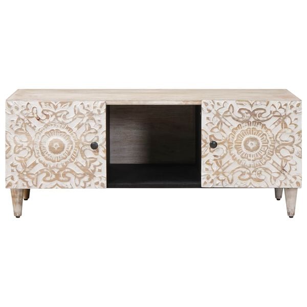 vidaXL Coffee Table White 100 x 54 x 40 cm Solid Mango Wood