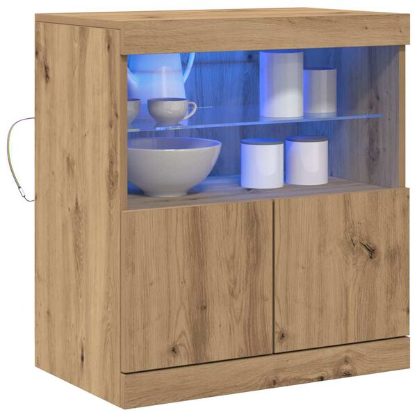 vidaXL LED Sideboard Brown 60.5 x 37 x 67 cm Engineered Wood