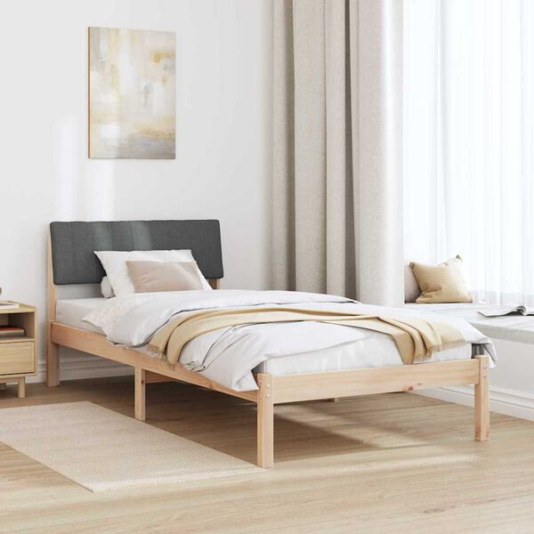 vidaXL Bed frame Brown and dark grey 90 x 190 cm Solid pine wood