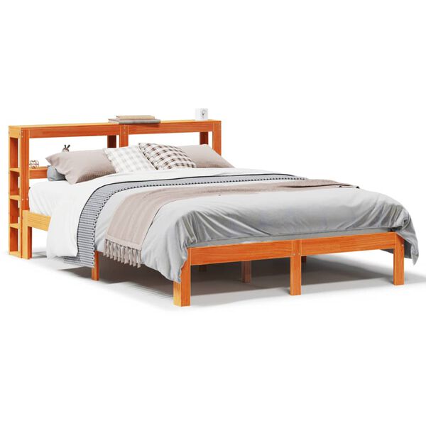 vidaXL Bed Frame without Mattress Wax Brown 140x190 cm Solid Wood Pine