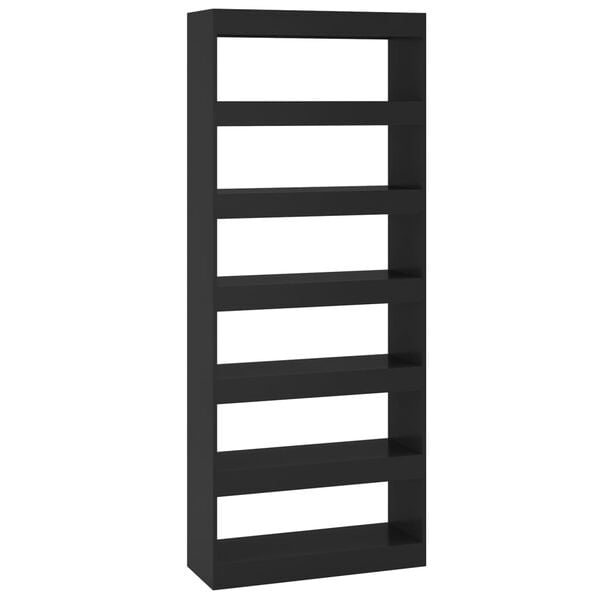 vidaXL Book Cabinet/Room Divider Black 80x30x198 cm Engineered Wood