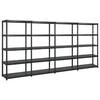 vidaXL Storage Shelf 5-Tier Black 340x40x185 cm Plastic