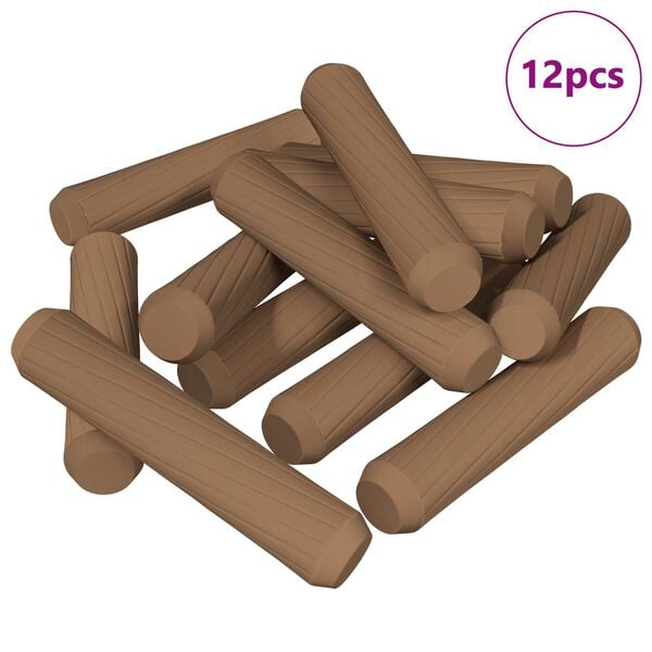 vidaXL Wooden Dowels 12 pcs Brown &Oslash;8 x 35 mm Solid wood