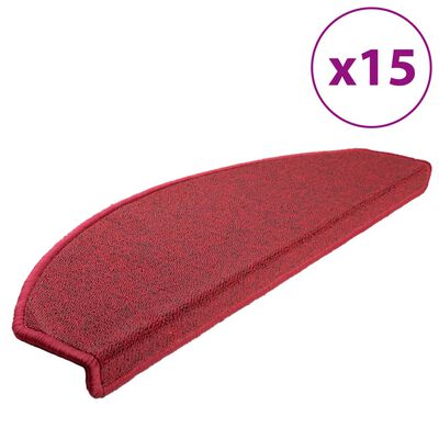 vidaXL Carpet Stair Treads 15 pcs Bordeaux Red 65x24x4 cm