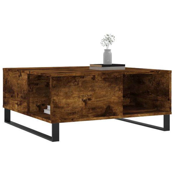 vidaXL Coffee Table Smoked Oak 80x80x36.5 cm Engineered Wood