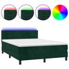 vidaXL Box Spring Bed with Mattress&LED Dark Green 140x200cm Velvet