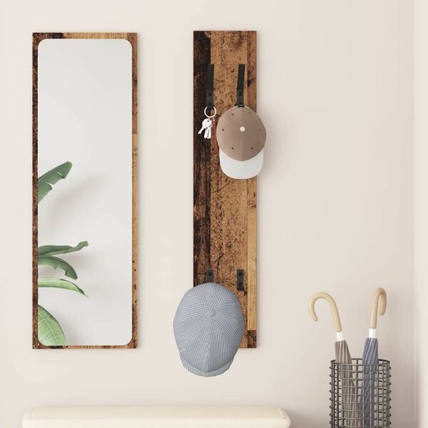 vidaXL Wall-Mounted Coat Rack Wall-mounted Old wood 20 x 1.5 x 100 cm