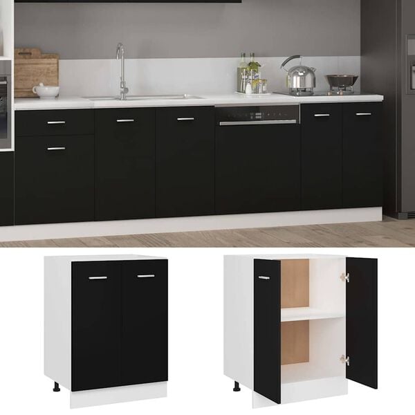 vidaXL Bottom Cabinet Black 60x46x81.5 cm Engineered Wood
