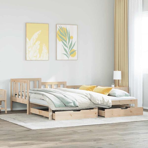 vidaXL Daybed with Trundle and Drawers without Mattress 90x200 cm