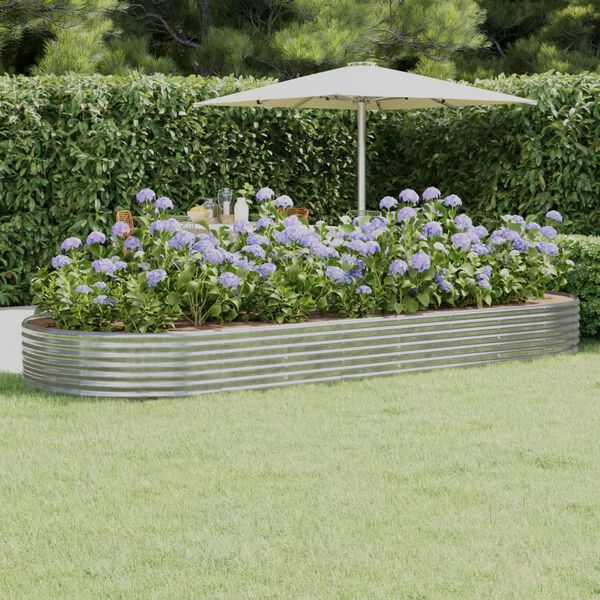 vidaXL Garden Raised Bed Galvanised Steel 373x140x36 cm Silver