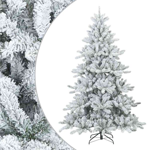 vidaXL Artificial Hinged Christmas Tree Snow Flocked White 240 cm