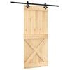 vidaXL Sliding Door Natural and Black 90 x 210 cm Solid Pine Wood