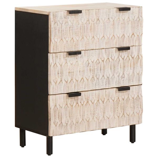 vidaXL Sideboard White Wash Finish Solid Mango Wood