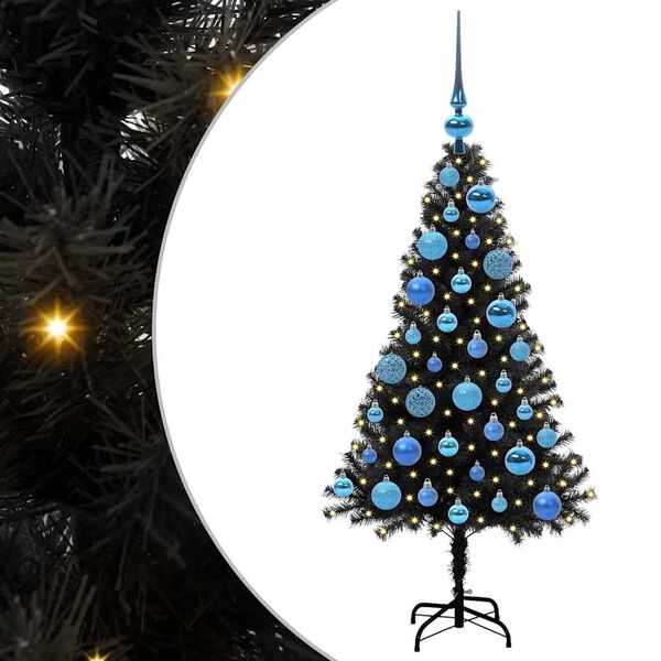 vidaXL Christmas Tree with 150 LEDs with Stand Black 120 cm PVC