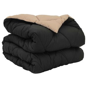 vidaXL Full Year Duvet Black and Taupe 135 x 200 cm Microfiber