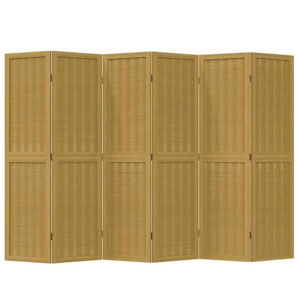 vidaXL Room Divider 6 Panels Brown Solid Wood Paulownia
