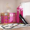 vidaXL Bunk Bed without Mattress with Slide and Curtains Pink 90x200 cm