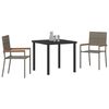 vidaXL Garden Dining Set with Cushion 3 pcs Grey Poly Rattan