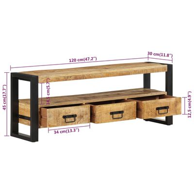 vidaXL TV Cabinet 120x30x45 cm Solid Wood Mango