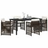 vidaXL Garden Dining Set 5 pcs Brown Powder-Coated Steel