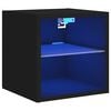 vidaXL TV Wall Cabinet with LED Lights Black 30x28,5x30 cm