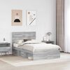 vidaXL Bed Frame Grey Sonoma 135 x 190 cm Solid Pine Wood