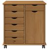 vidaXL Rolling Cabinet Honey Brown 63.5 x 39 x 65.5 cm Solid Pine Wood