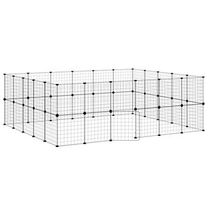 vidaXL 44-Panel Pet Cage with Door Black 210x175x70 cm Steel